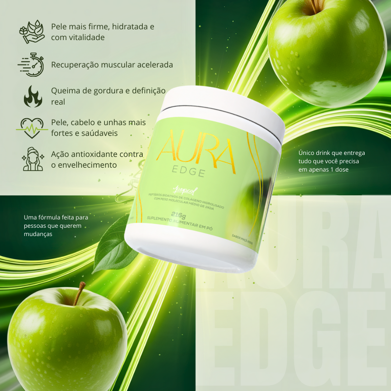 Aura Edge Drink 7 em 1 que dá energia contínua e devolve seu glow!