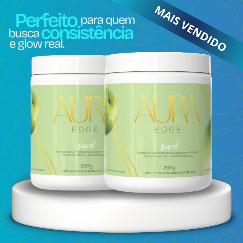 Aura Edge Drink 7 em 1 que dá energia contínua e devolve seu glow!