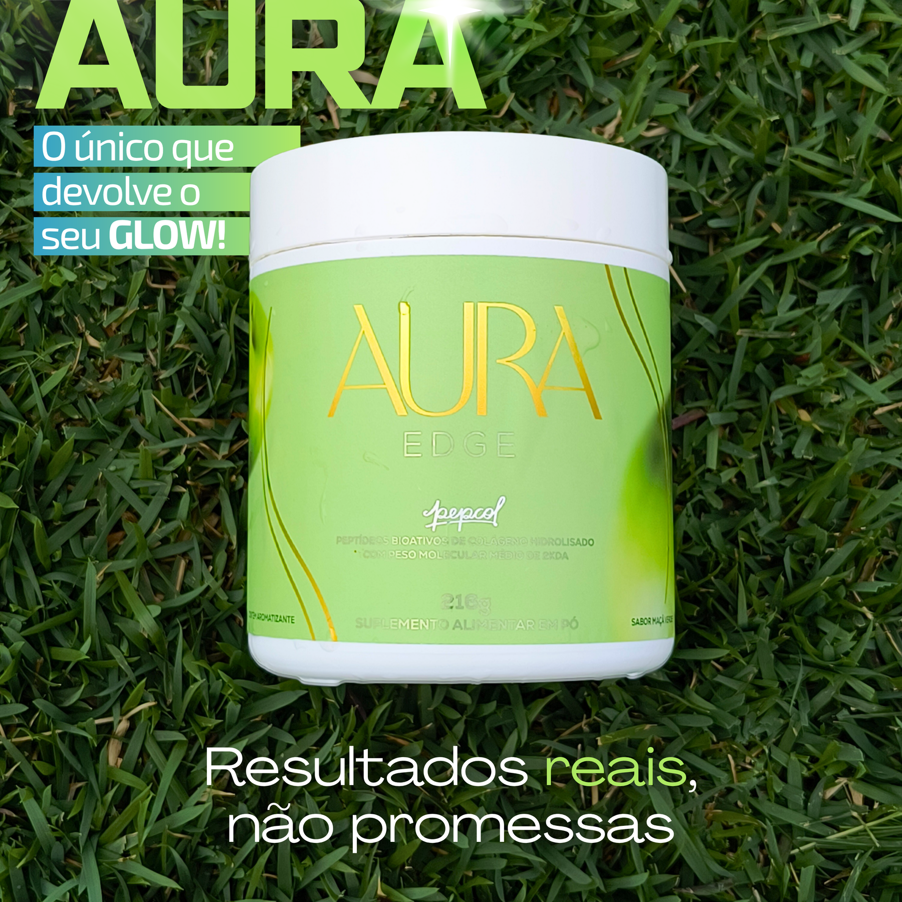 Aura Edge Drink 7 em 1 que dá energia contínua e devolve seu glow!
